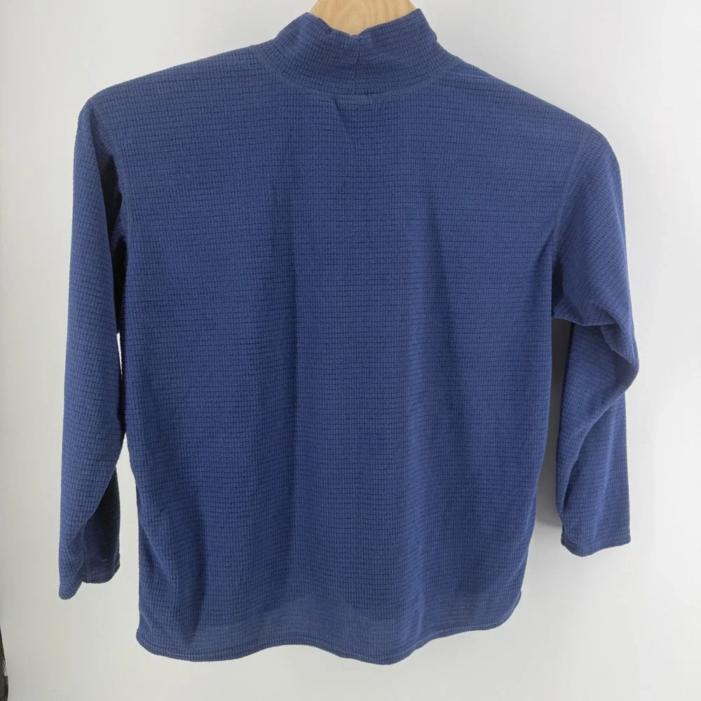 Mountain Hardwear Womens Blue Waffle Knit Mock Neck Base Layer Top Size 12 USA